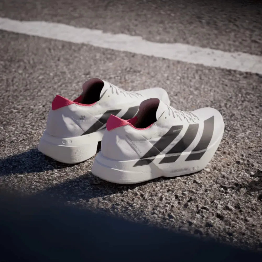White Adizero Adios Pro 4 Cloud Core Black