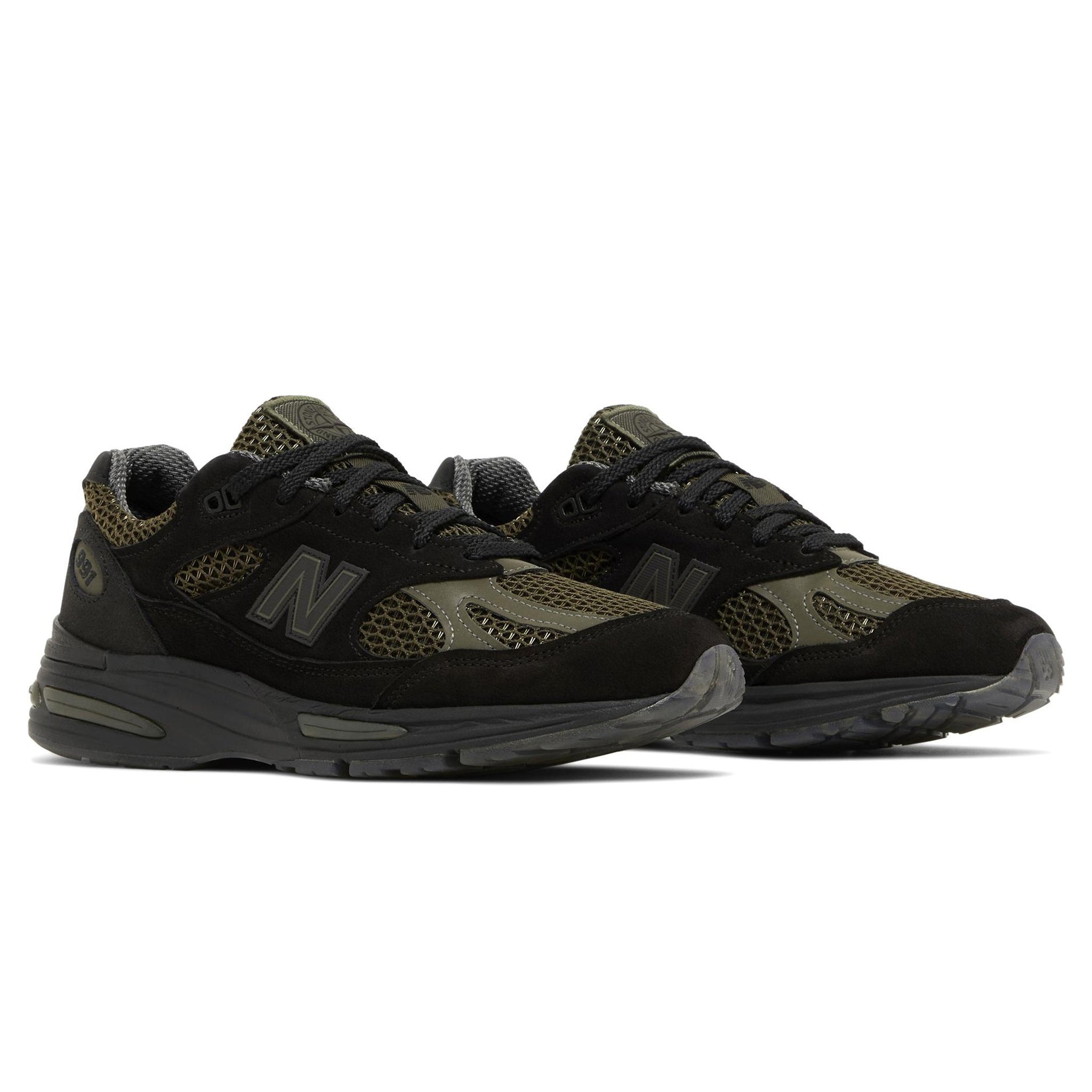 Black Stone Island x New Balance 991v2 MiUK Olive
