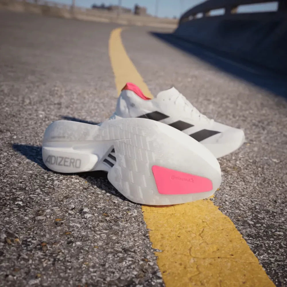 White Adizero Adios Pro 4 Cloud Core Black