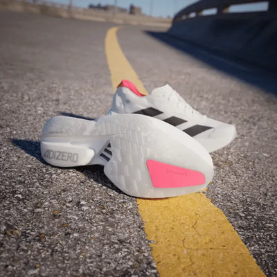 White Adizero Adios Pro 4 Cloud Core Black